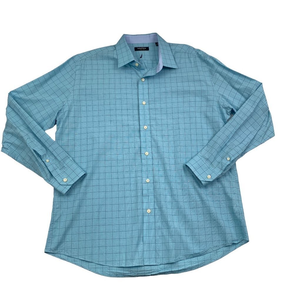 Nautica Plaid Long Sleeve Button Down Shirt Men's Size 17 34/35